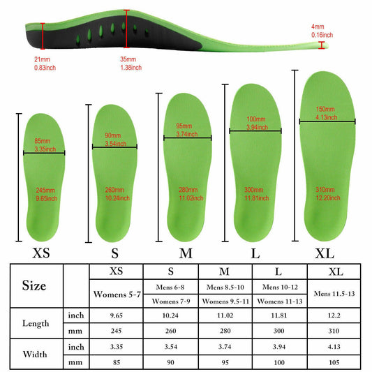 Orthotic Insoles with High Arch Support