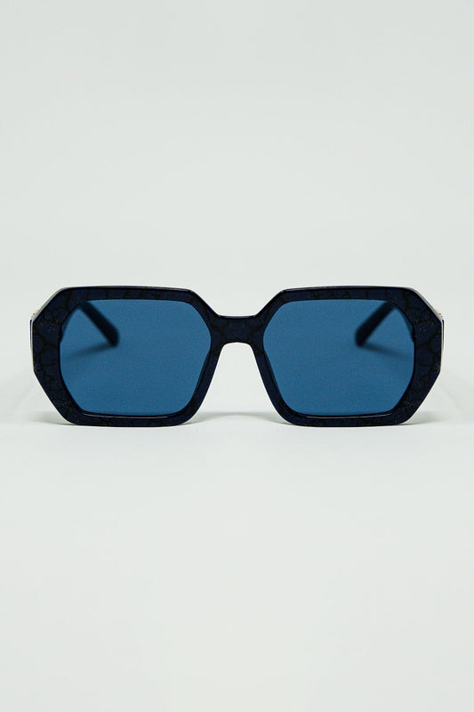 Diamond Sunglasses with Deep Blue Lenses