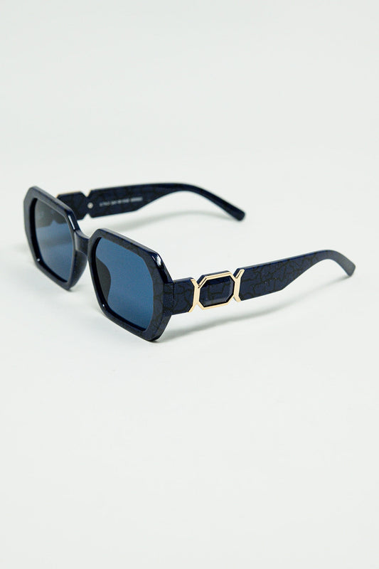 Diamond Sunglasses with Deep Blue Lenses