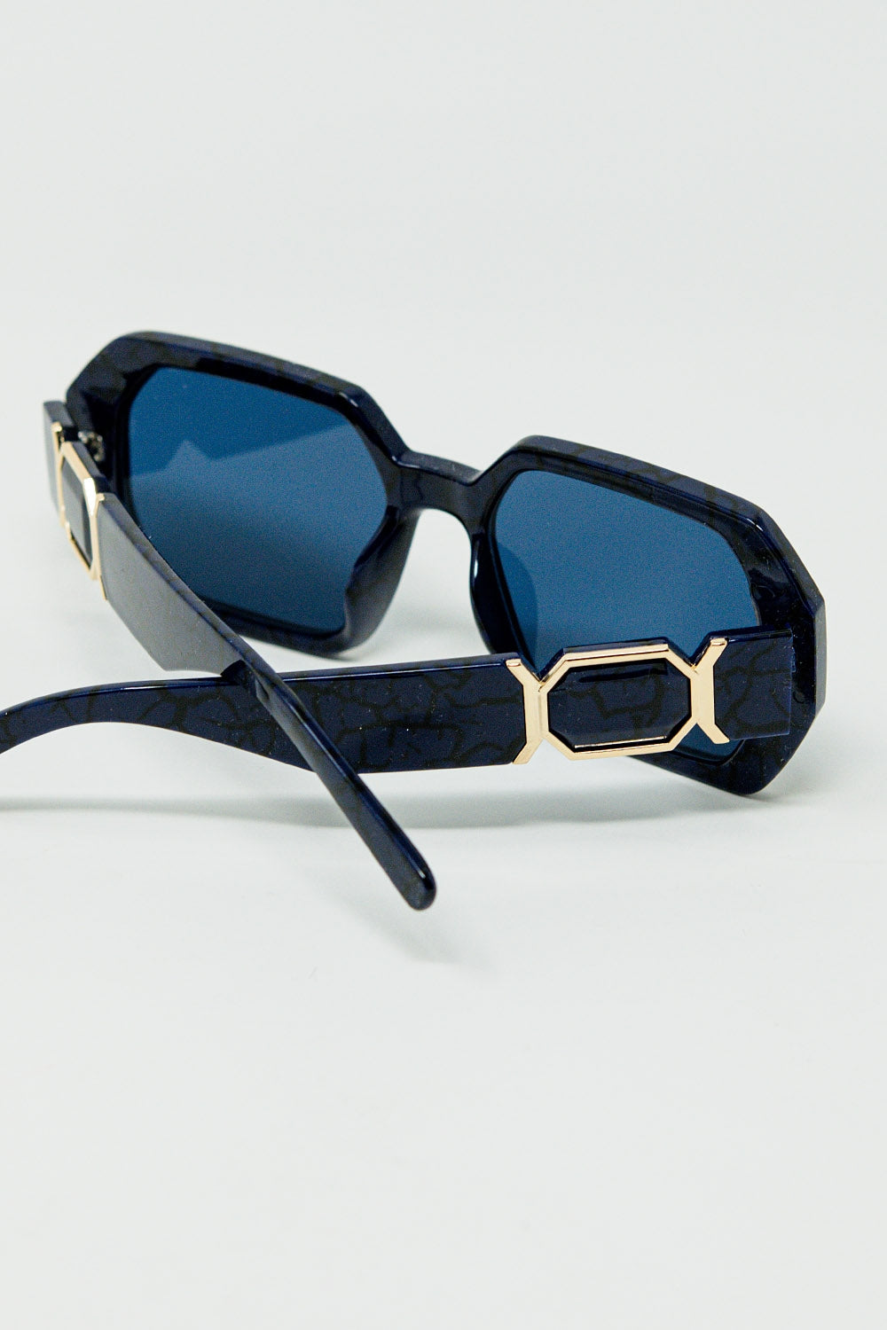 Diamond Sunglasses with Deep Blue Lenses
