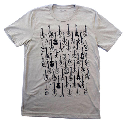 Guitars Pattern Heather Stone T-Shirt