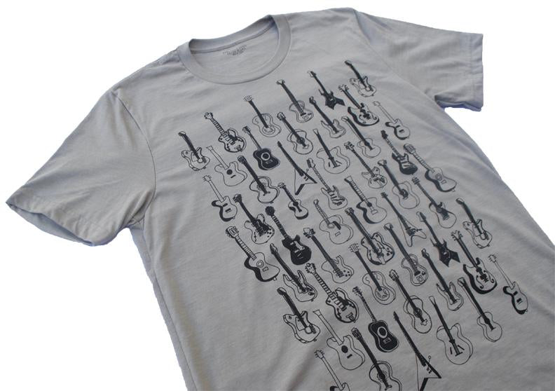 Guitars Pattern Heather Stone T-Shirt