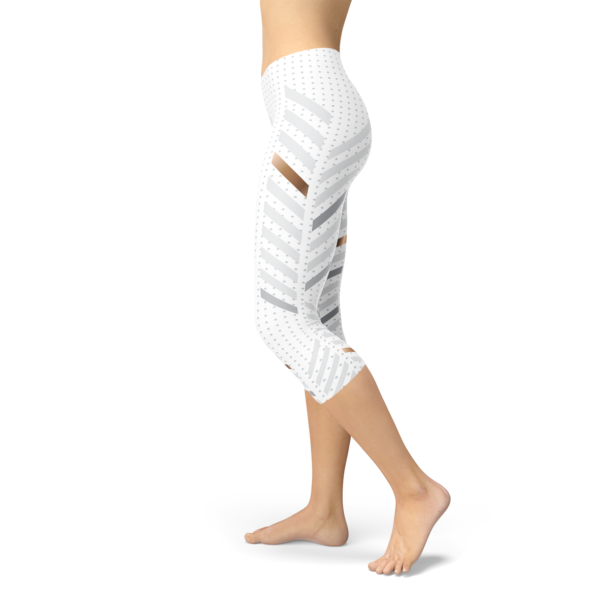 White Striped Capri Leggings