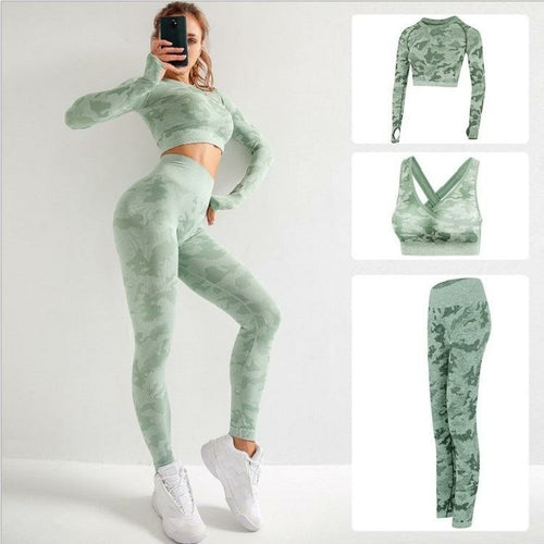 3pcs Women's Camo Yoga Set
