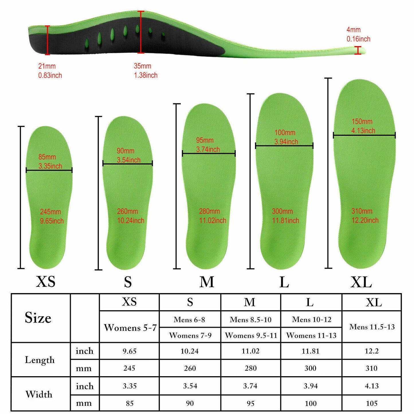 Orthotic Insoles with High Arch Support