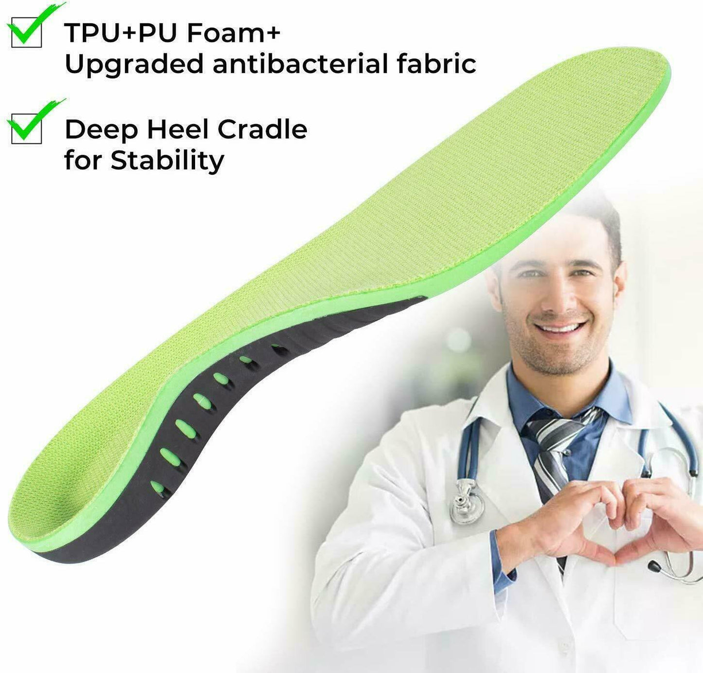 Orthotic Insoles with High Arch Support
