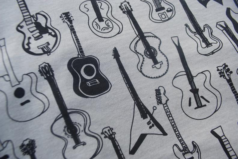 Guitars Pattern Heather Stone T-Shirt
