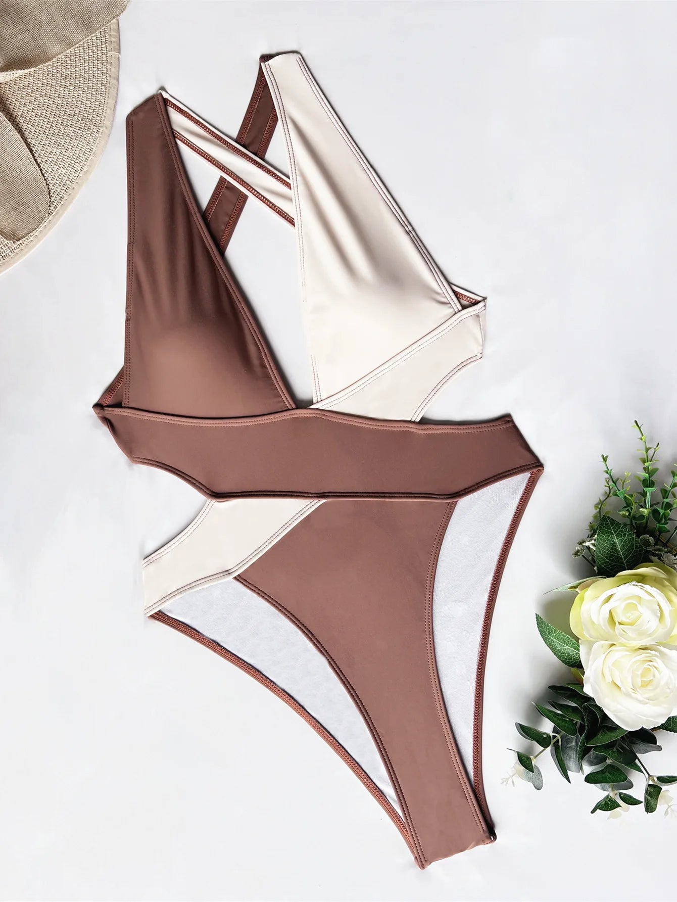 One Piece Patchwork Bathing Suit
