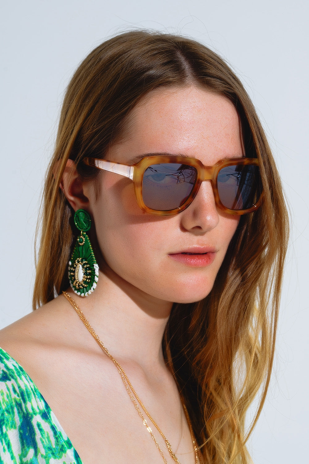 Chunky Square Sunglasses in Light Tortoise Shell