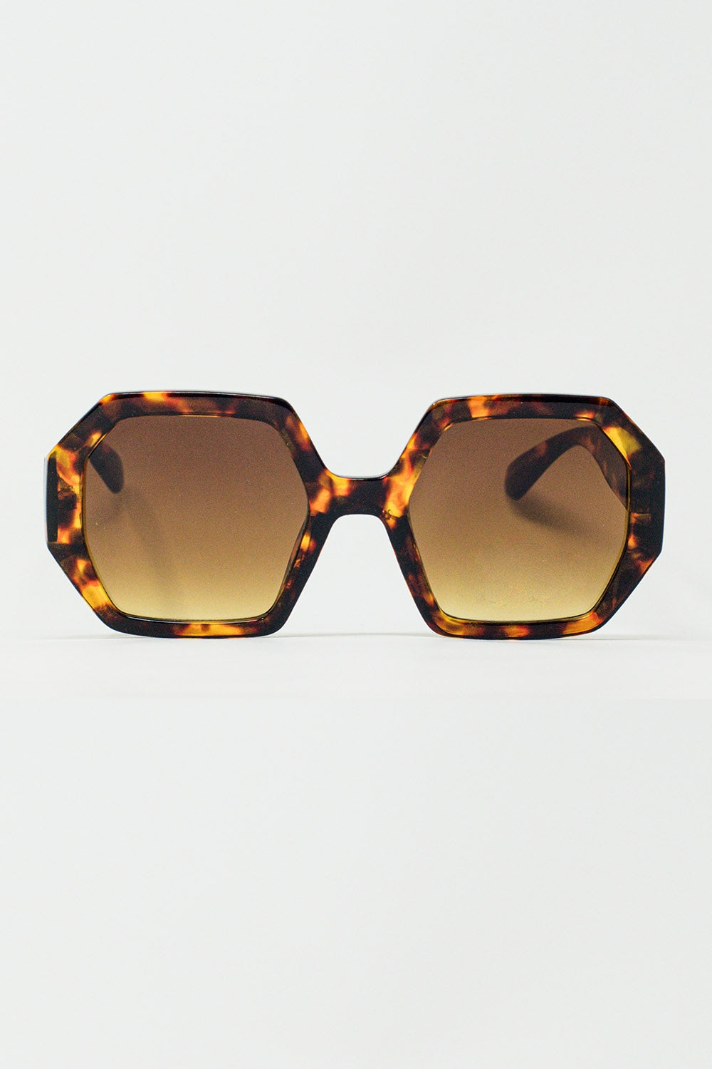 Hexagonal Oversized Sunglasses in Tortoiseshell