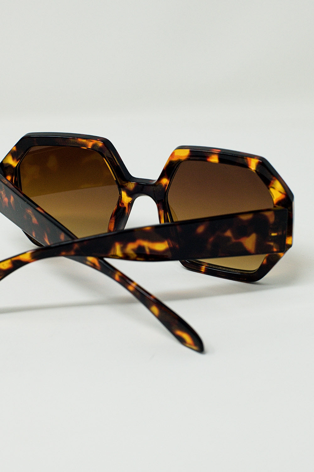 Hexagonal Oversized Sunglasses in Tortoiseshell