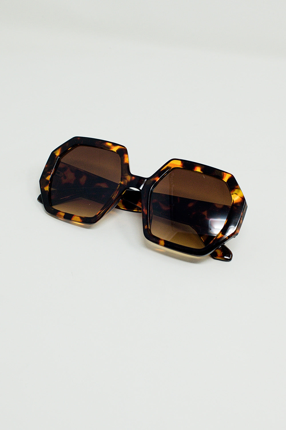Hexagonal Oversized Sunglasses in Tortoiseshell